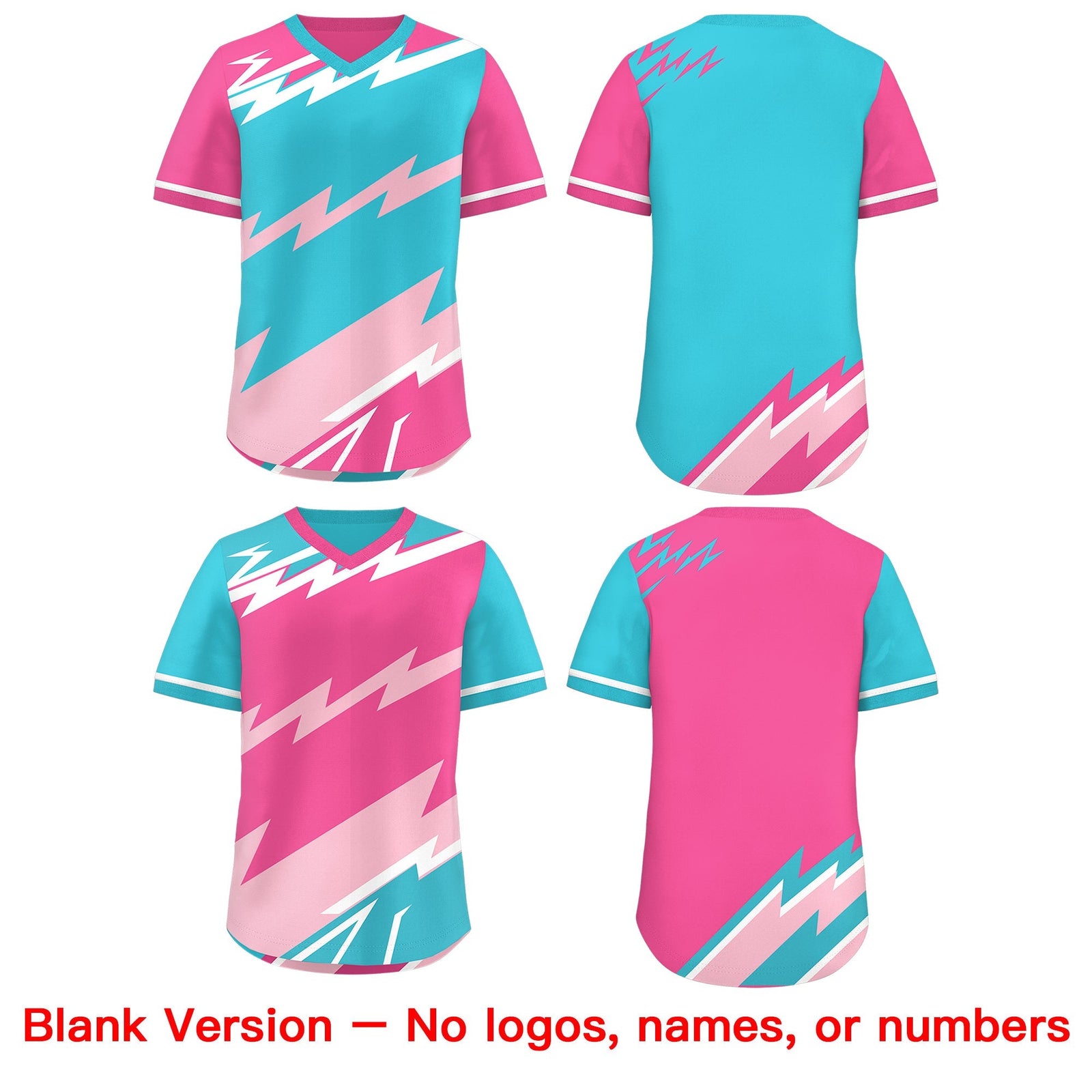 Custom Sky Blue Light Pink Pink Reversible Tops Lightning Pattern Graffiti Pattern Pullover V-Neck Baseball Jersey| KXKSHOP