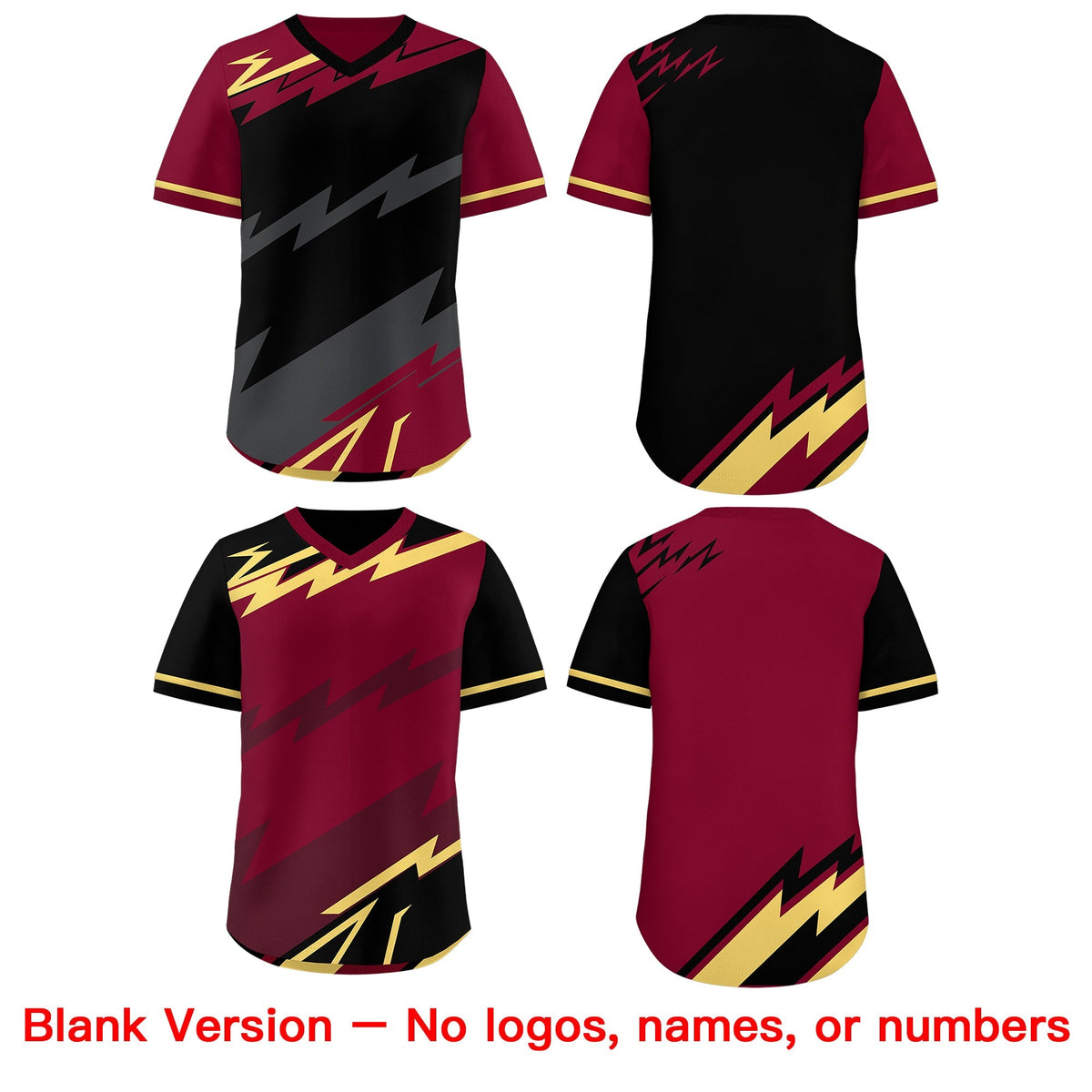 Custom Black Gray Crimson Reversible Tops Lightning Pattern Graffiti Pattern Pullover V-Neck Baseball Jersey| KXKSHOP