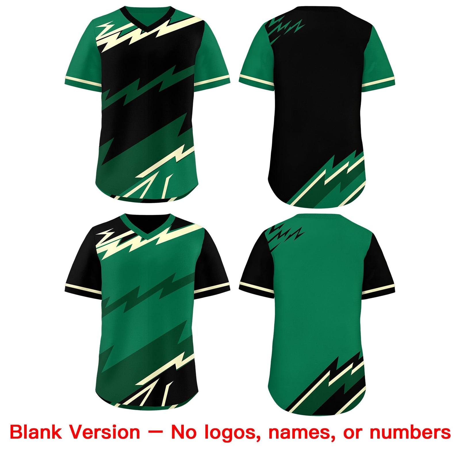 Custom Black Kelly Green Cream Reversible Tops Lightning Pattern Graffiti Pattern Pullover V-Neck Baseball Jersey| KXKSHOP