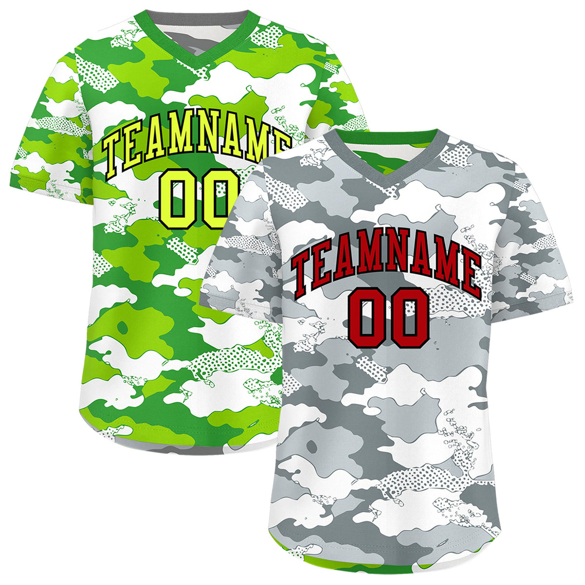 Custom Silver Light Green Reversible Camo Lightweight Baseball Jersey| KXKSHOP