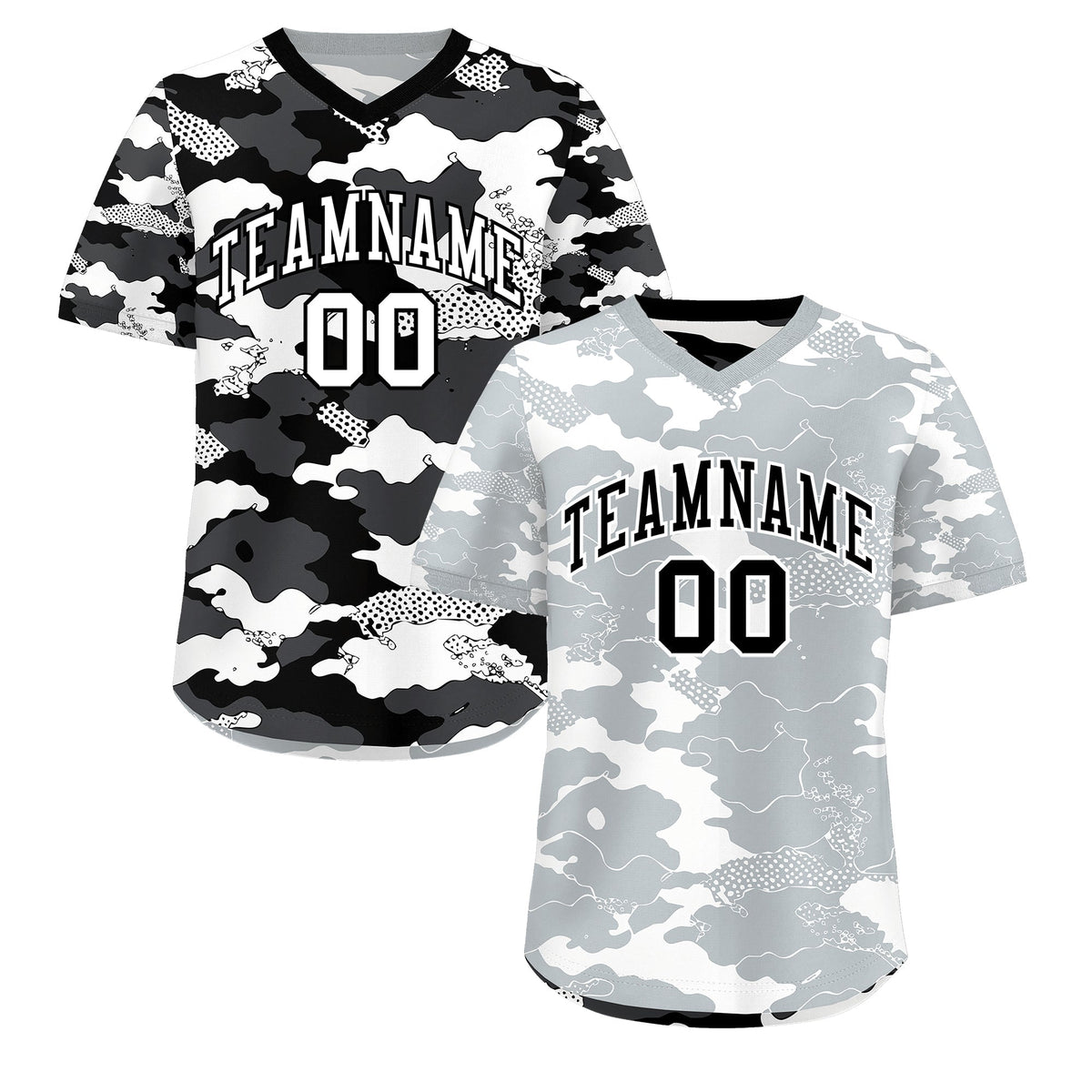 Custom White Black Reversible Camo Breathable Baseball Jersey| KXKSHOP