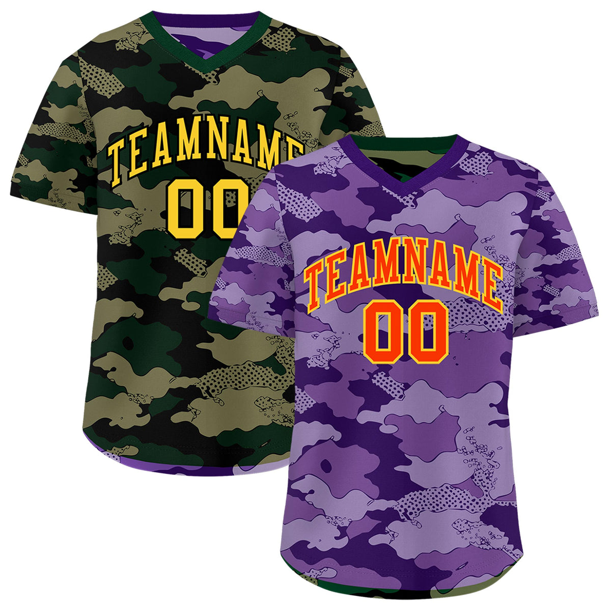 Custom Light Purple Dark Green Reversible Camo Lightweight Baseball Jersey| KXKSHOP