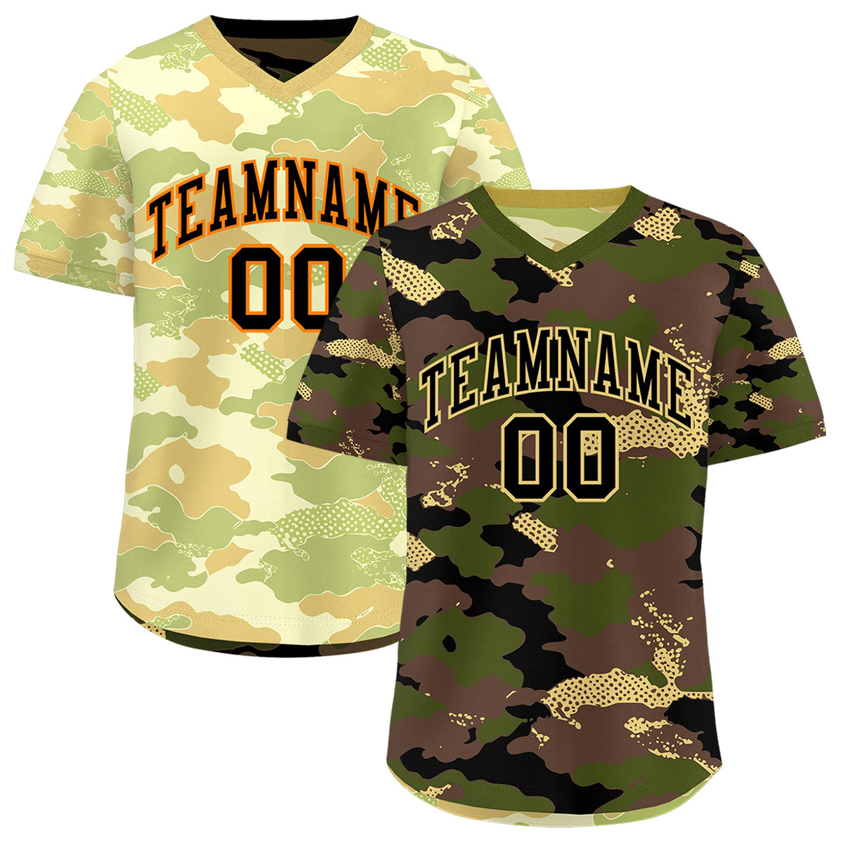 Custom Olive Light Brown Khaki Reversible Camo Lightweight Baseball Jersey| KXKSHOP