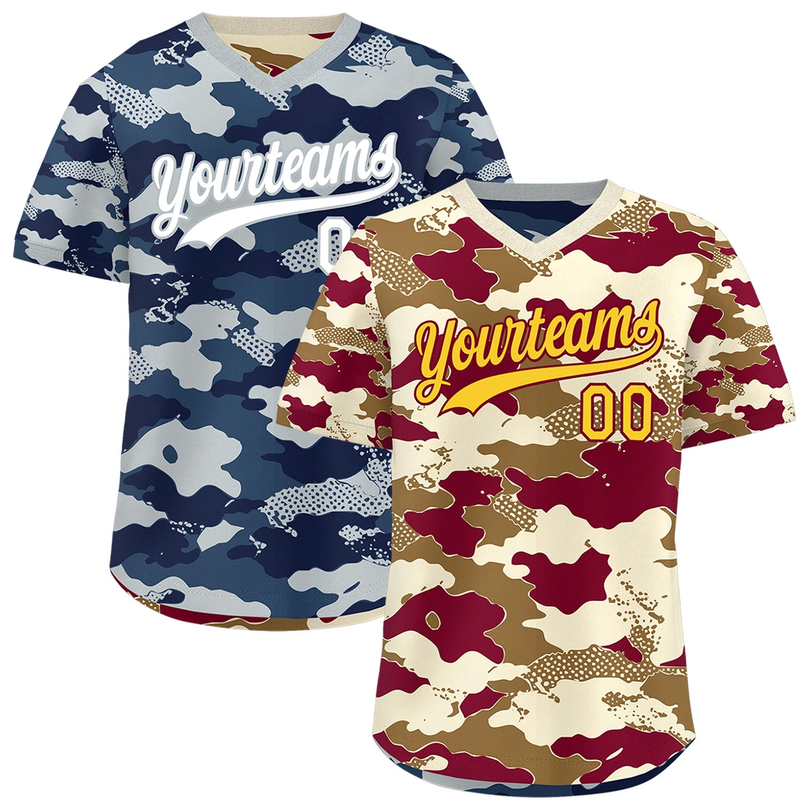 Custom Camel Cream Navy Reversible Camo Breathable Baseball Jersey| KXKSHOP