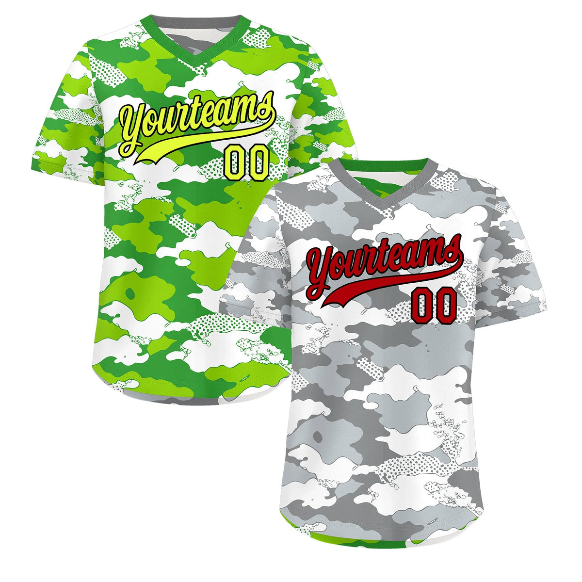 Custom Silver Light Green Reversible Camo Lightweight Baseball Jersey| KXKSHOP