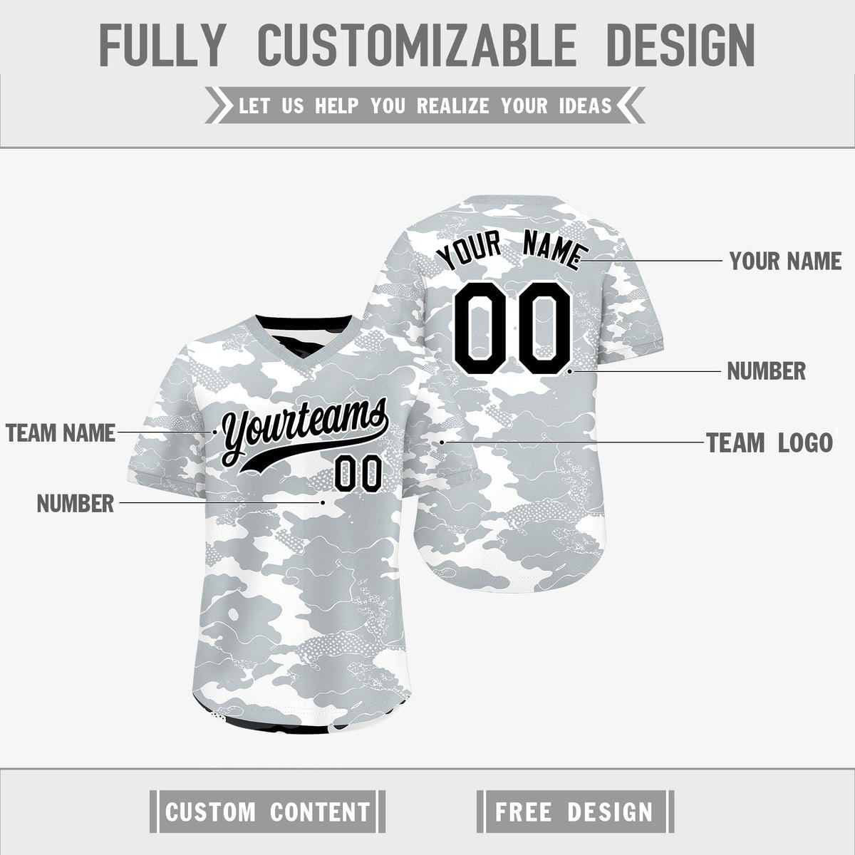 Custom White Black Reversible Camo Breathable Baseball Jersey| KXKSHOP