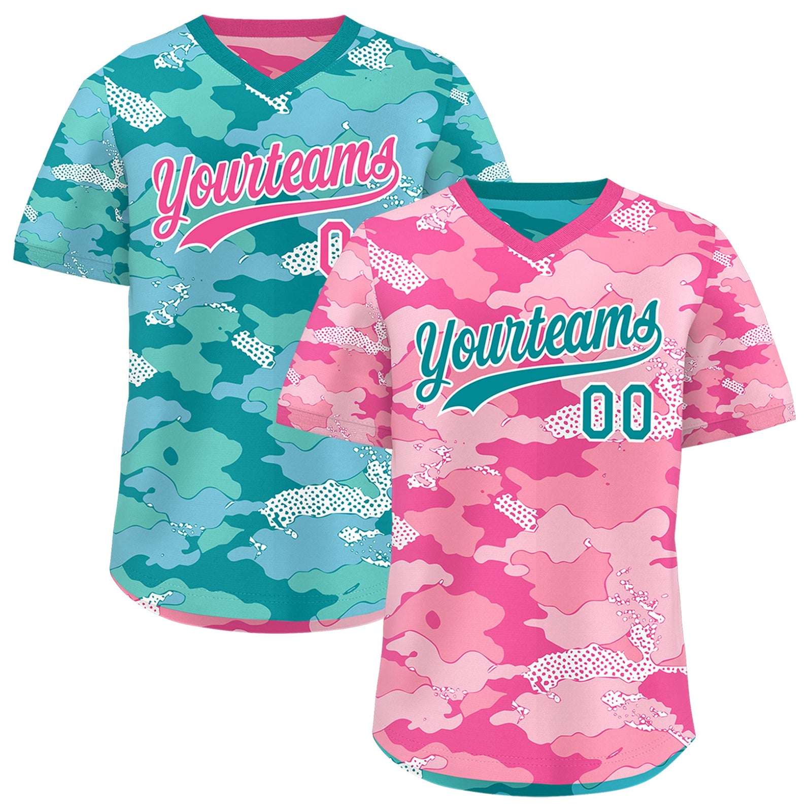 Custom Light Pink Pink White Reversible Camo Lightweight Baseball Jersey| KXKSHOP