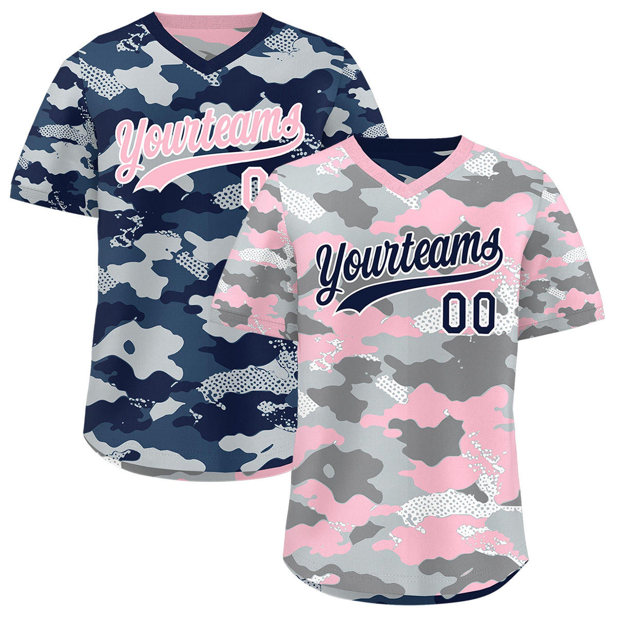 Custom Silver Gray Light Pink Reversible Camo Lightweight Baseball Jersey| KXKSHOP