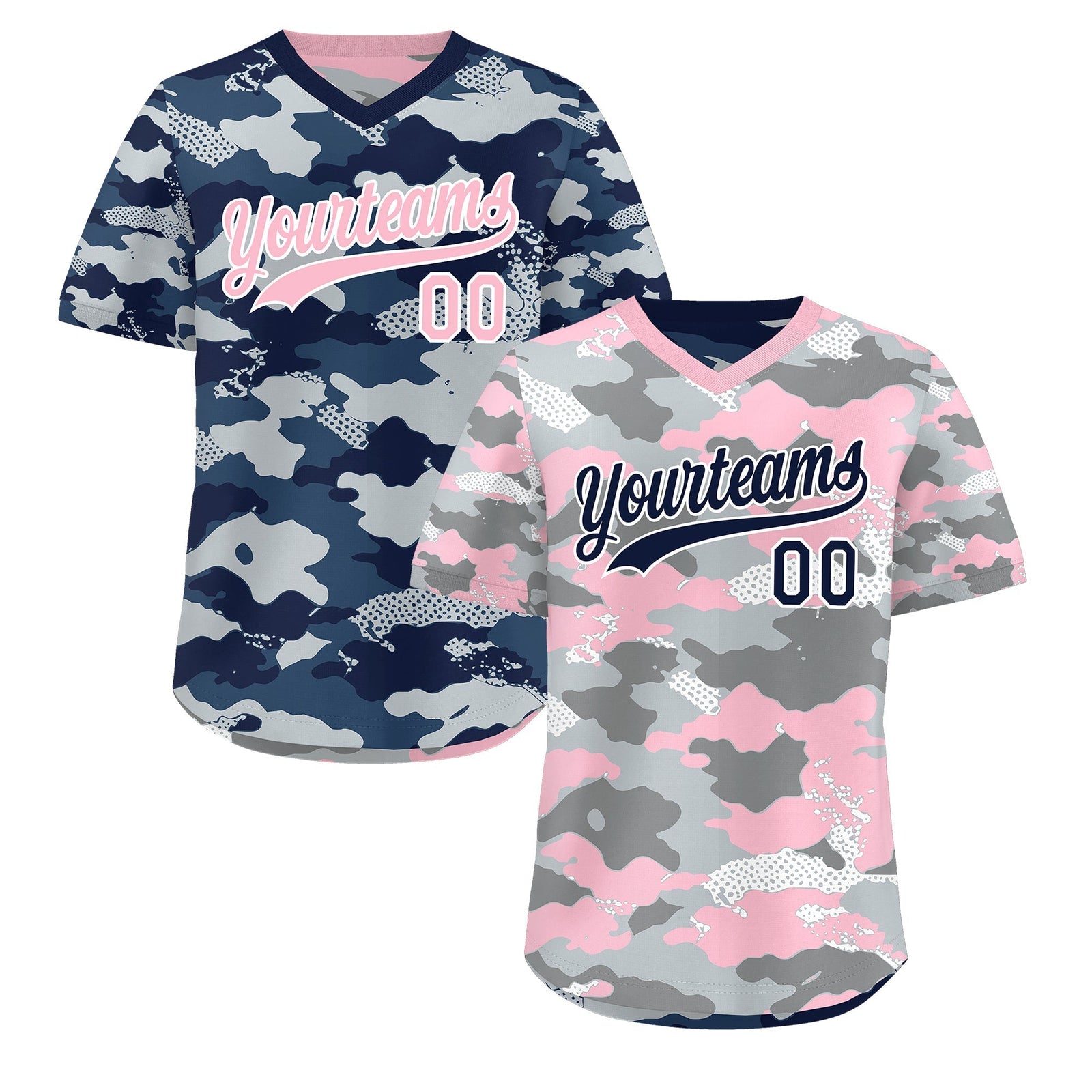 Custom Silver Gray Light Pink Reversible Camo Lightweight Baseball Jersey| KXKSHOP