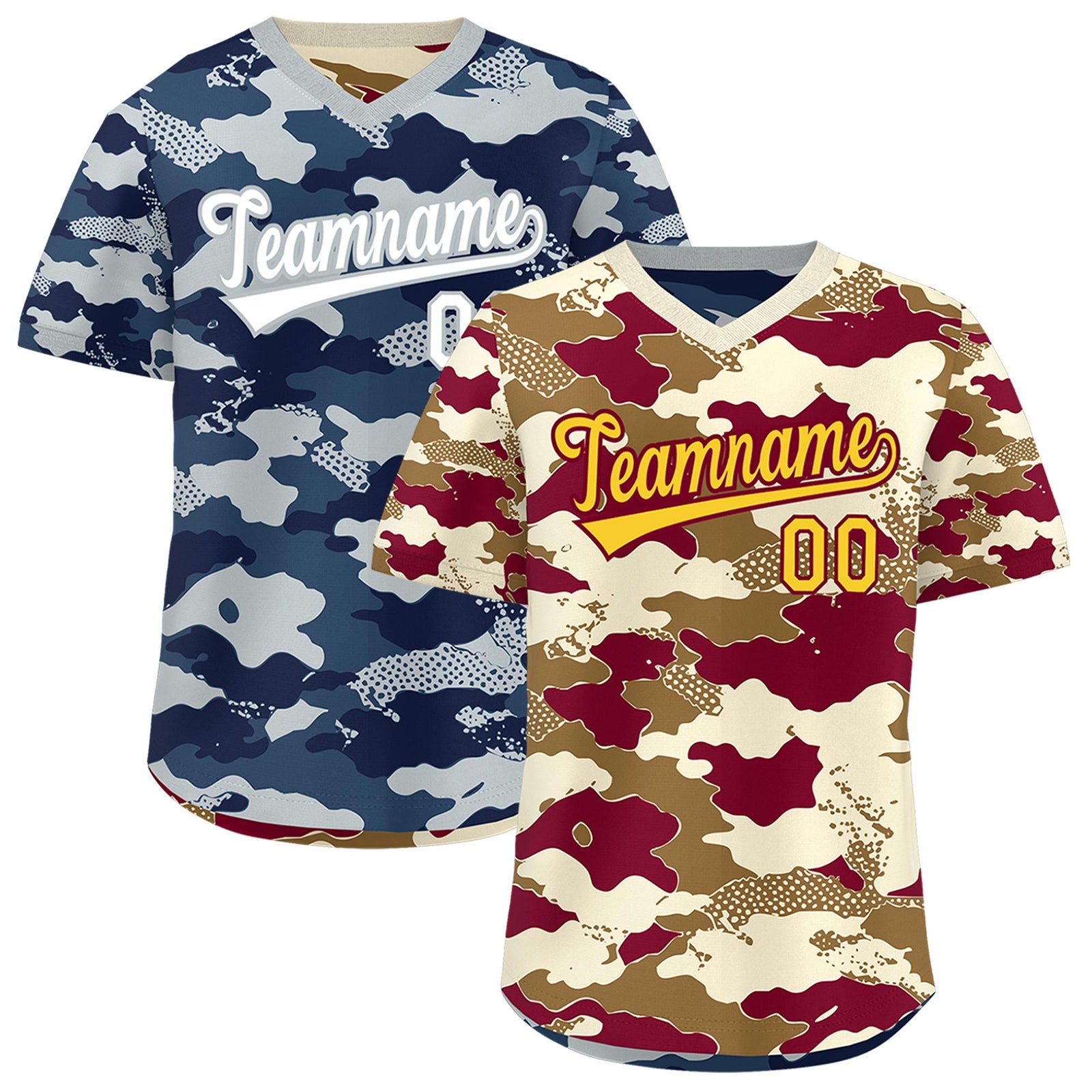 Custom Camel Cream Navy Reversible Camo Breathable Baseball Jersey| KXKSHOP