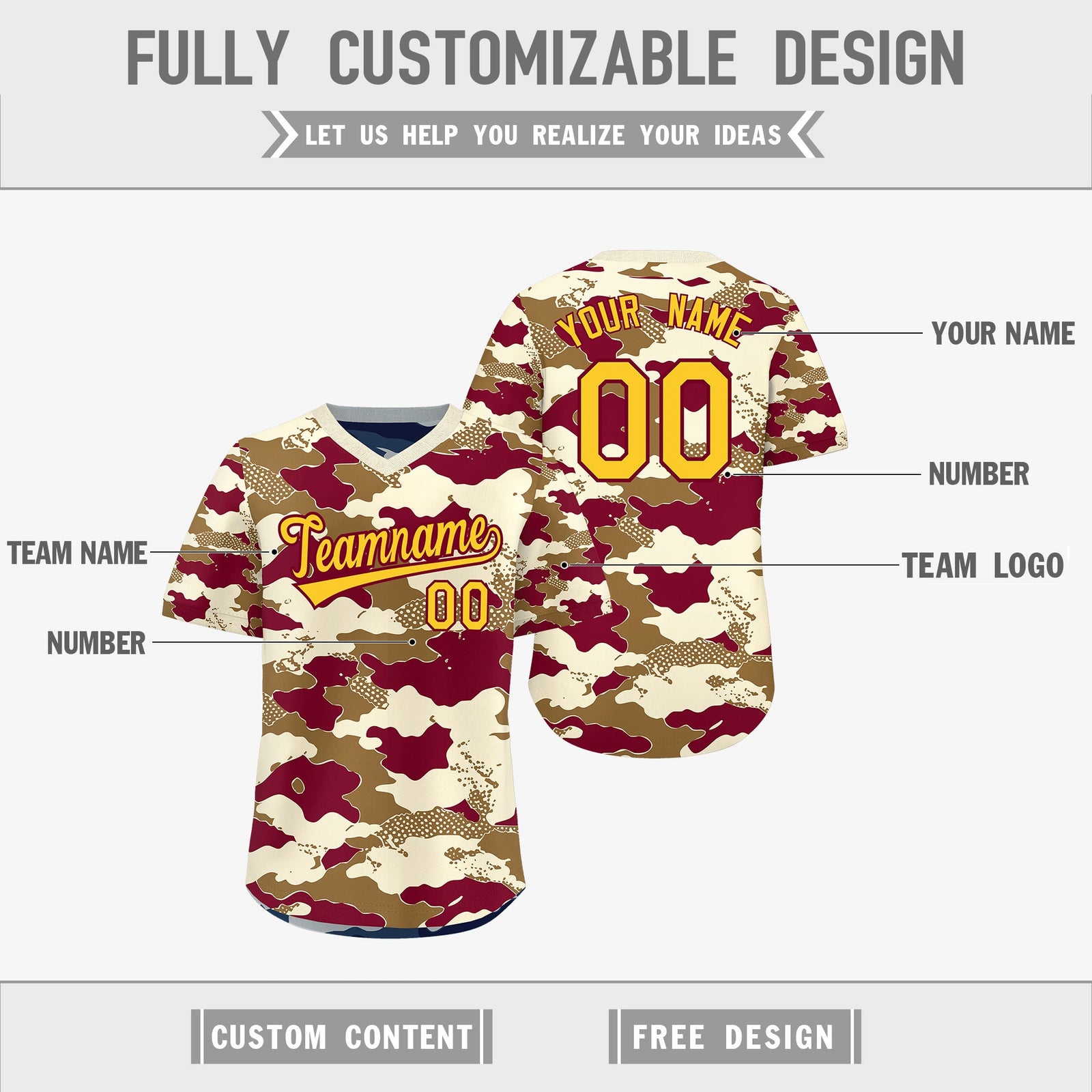 Custom Camel Cream Navy Reversible Camo Breathable Baseball Jersey| KXKSHOP
