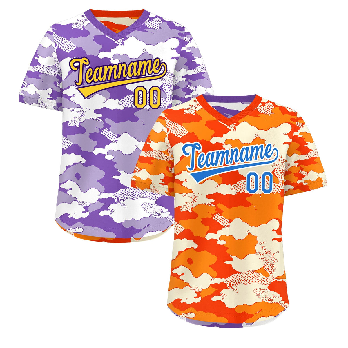 Custom Orange Purple Reversible Camo Breathable Baseball Jersey| KXKSHOP
