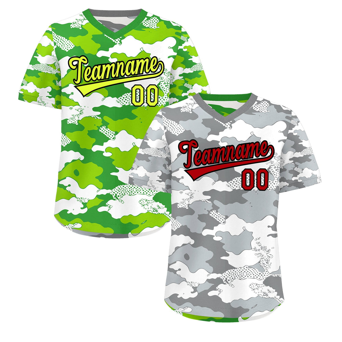 Custom Silver Light Green Reversible Camo Lightweight Baseball Jersey| KXKSHOP