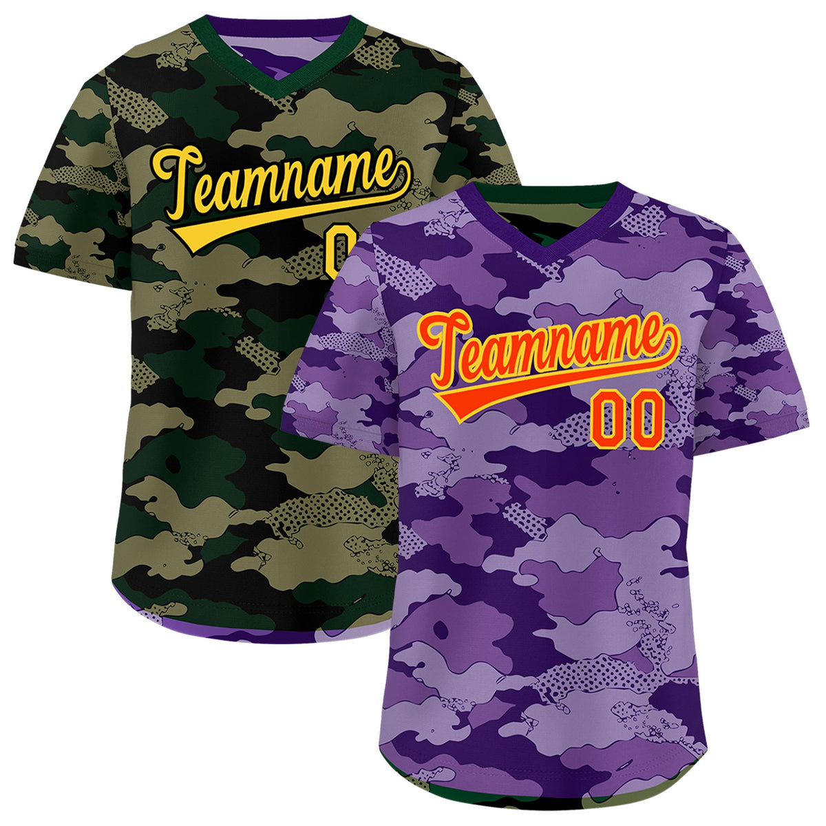 Custom Light Purple Dark Green Reversible Camo Lightweight Baseball Jersey| KXKSHOP