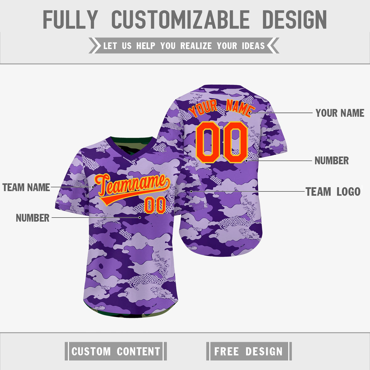 Custom Light Purple Dark Green Reversible Camo Lightweight Baseball Jersey| KXKSHOP
