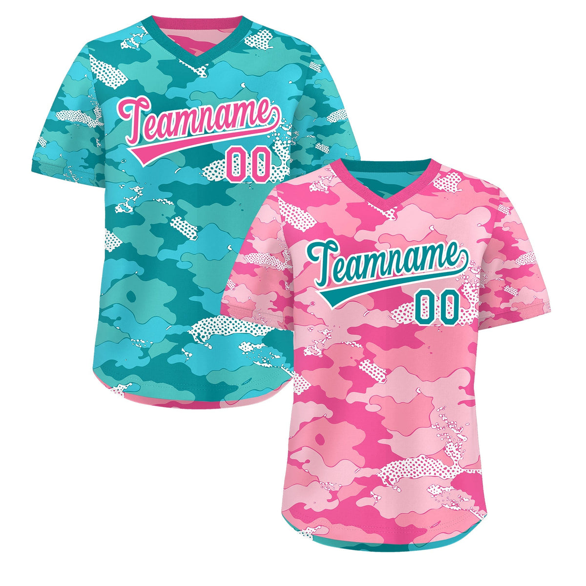 Custom Light Pink Pink White Reversible Camo Lightweight Baseball Jersey| KXKSHOP