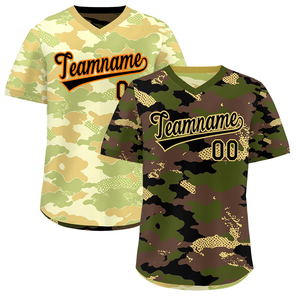 Custom Olive Light Brown Khaki Reversible Camo Lightweight Baseball Jersey| KXKSHOP