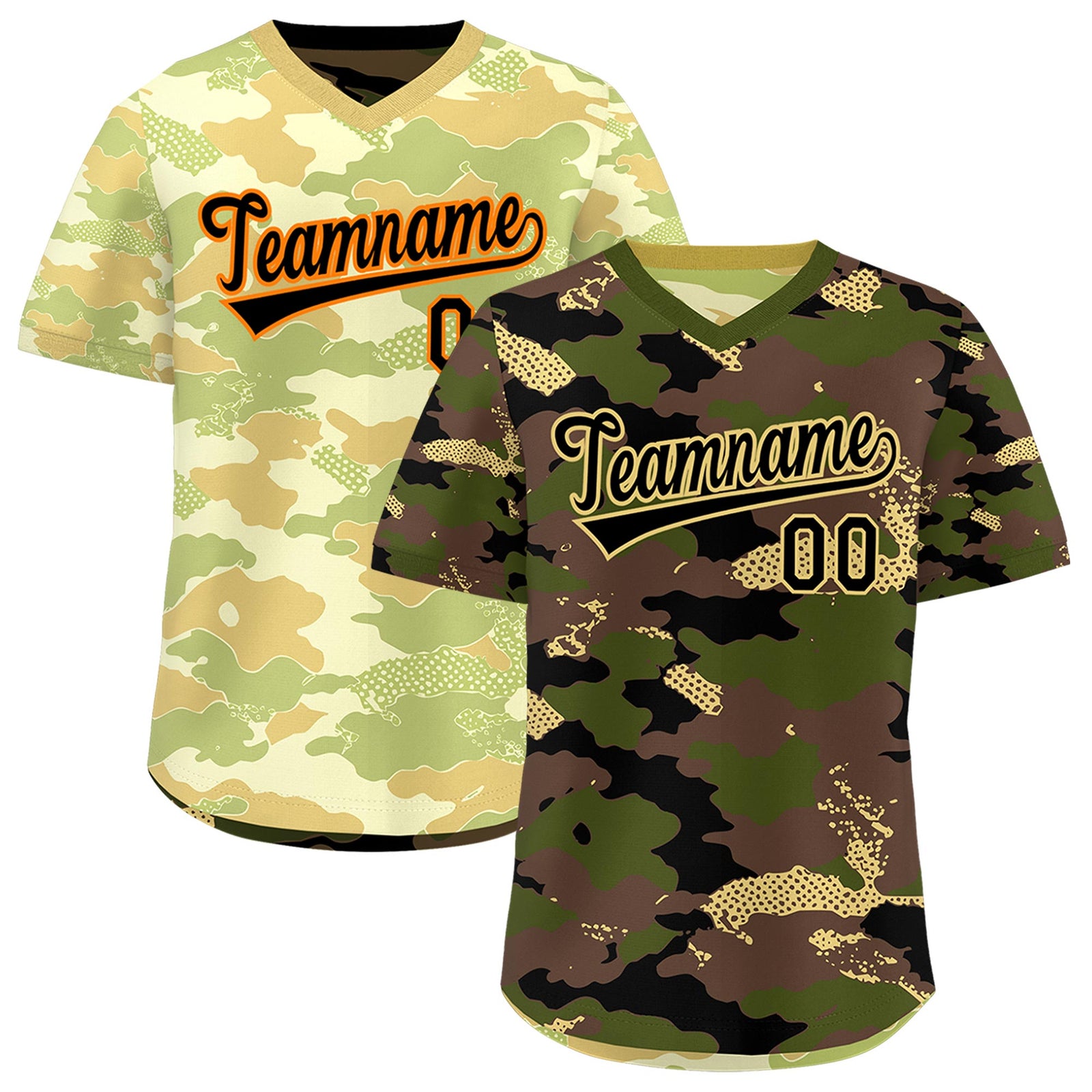 Custom Olive Light Brown Khaki Reversible Camo Lightweight Baseball Jersey| KXKSHOP