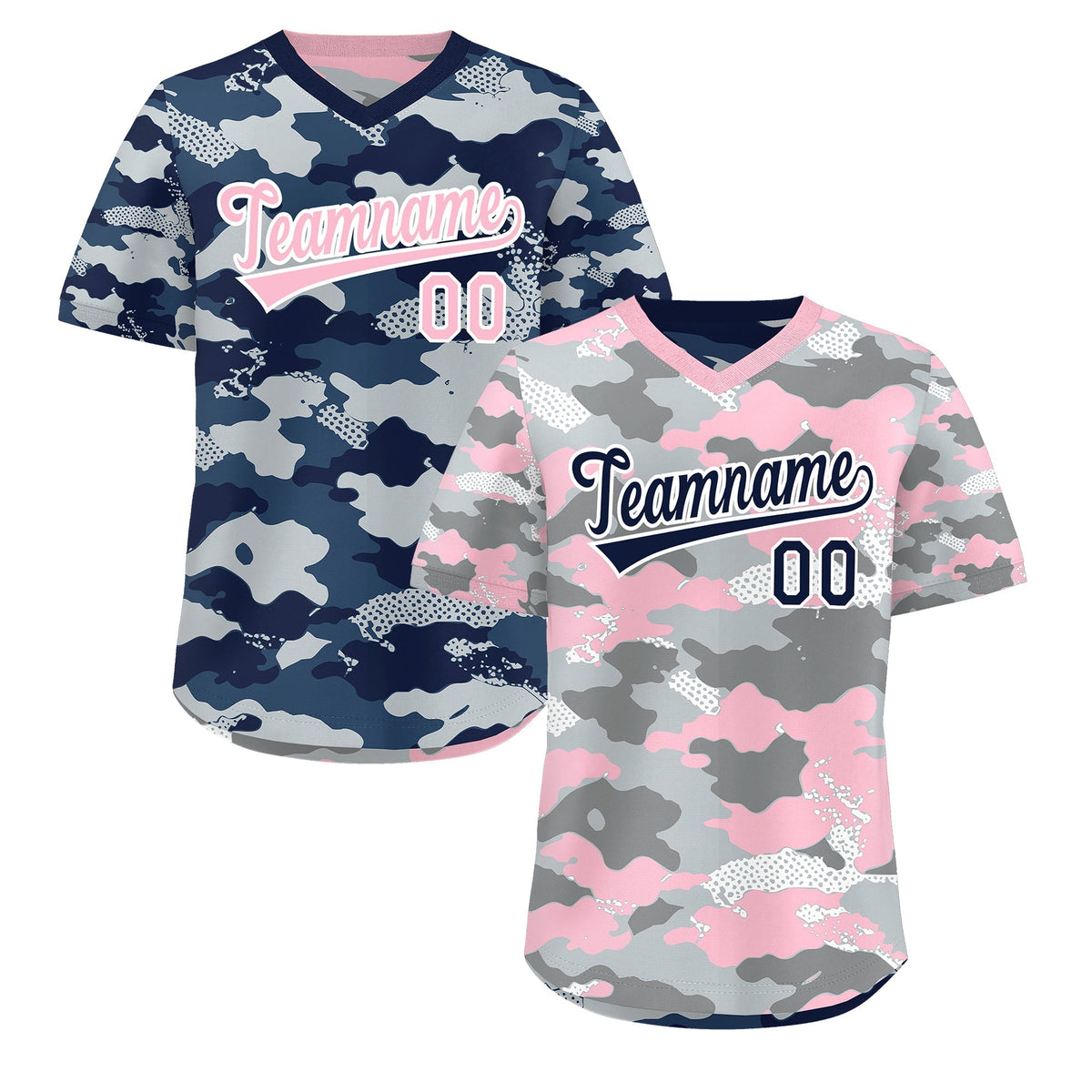Custom Silver Gray Light Pink Reversible Camo Lightweight Baseball Jersey| KXKSHOP