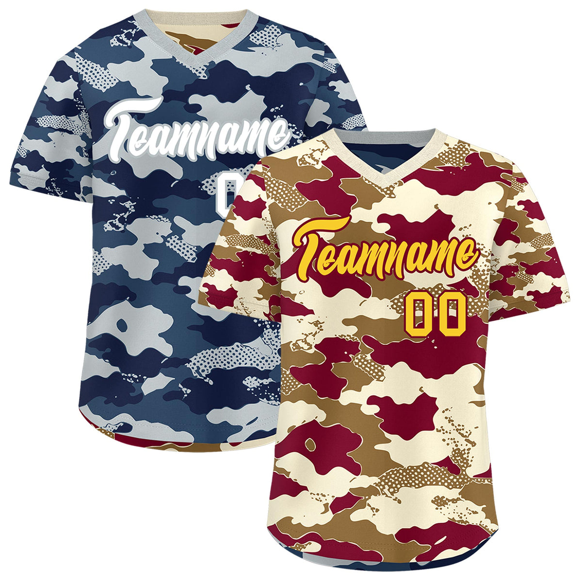 Custom Camel Cream Navy Reversible Camo Breathable Baseball Jersey| KXKSHOP