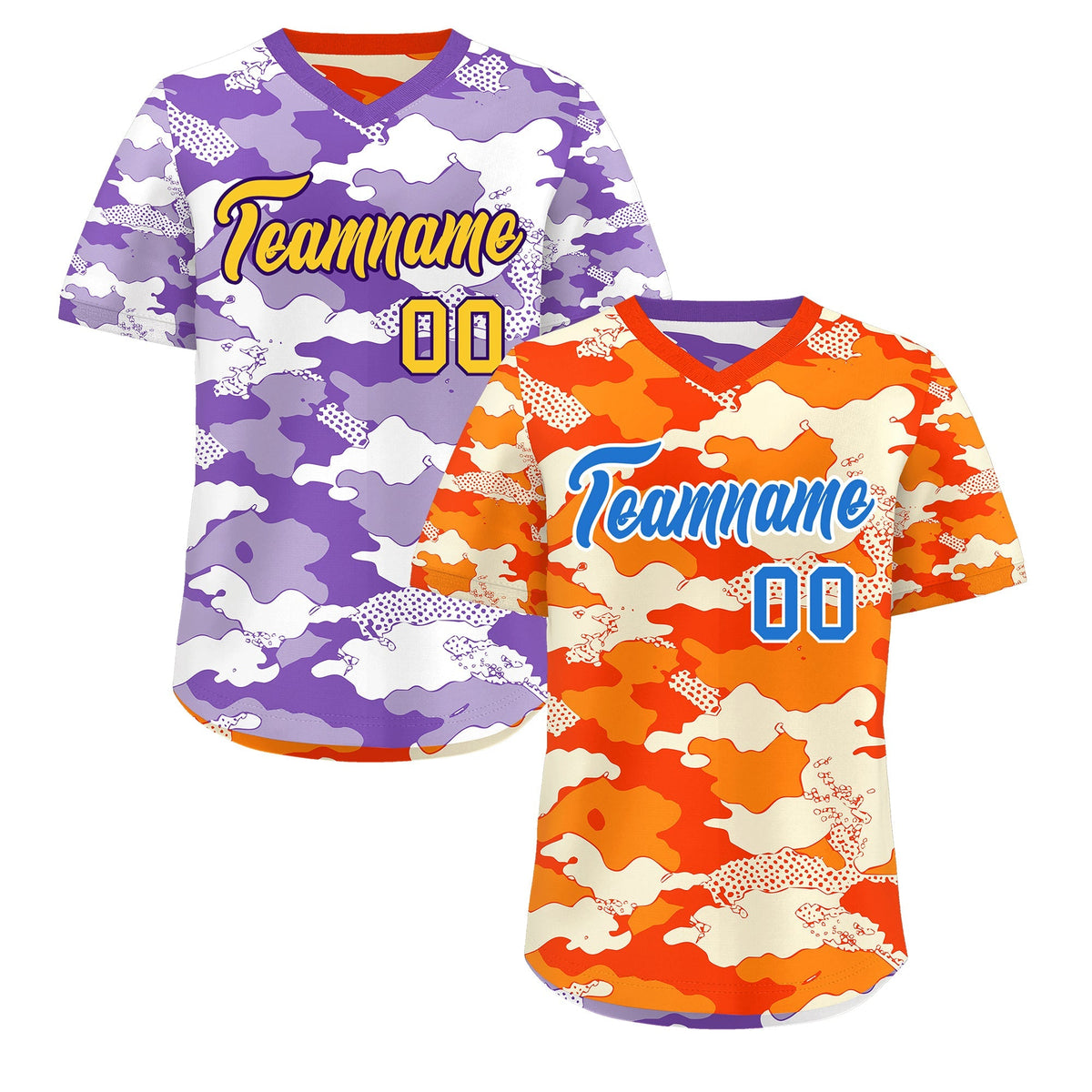 Custom Orange Purple Reversible Camo Breathable Baseball Jersey| KXKSHOP