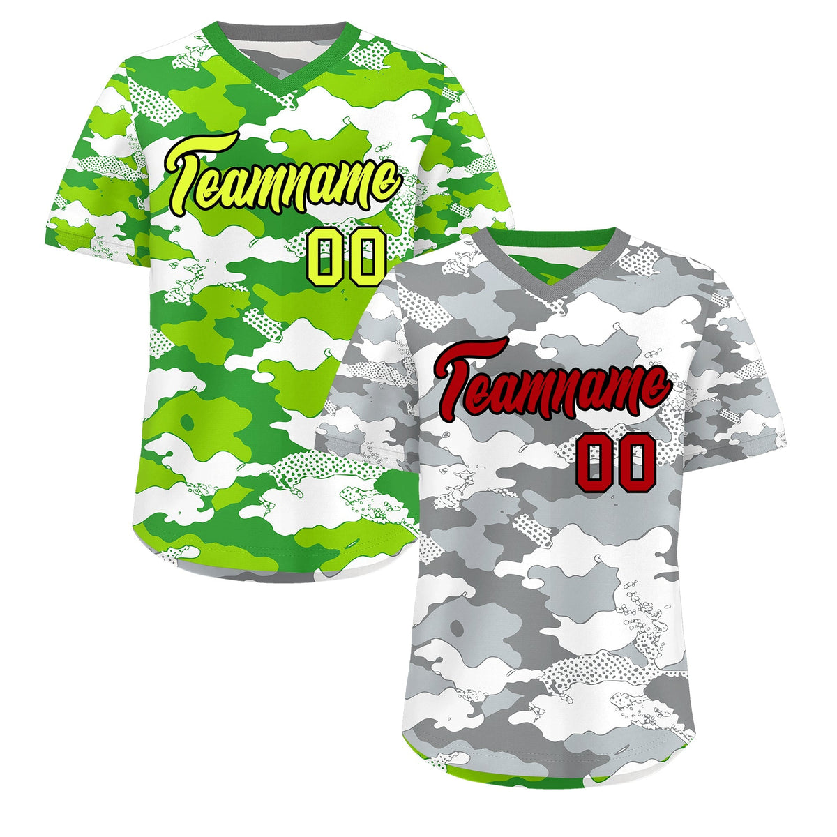 Custom Silver Light Green Reversible Camo Lightweight Baseball Jersey| KXKSHOP