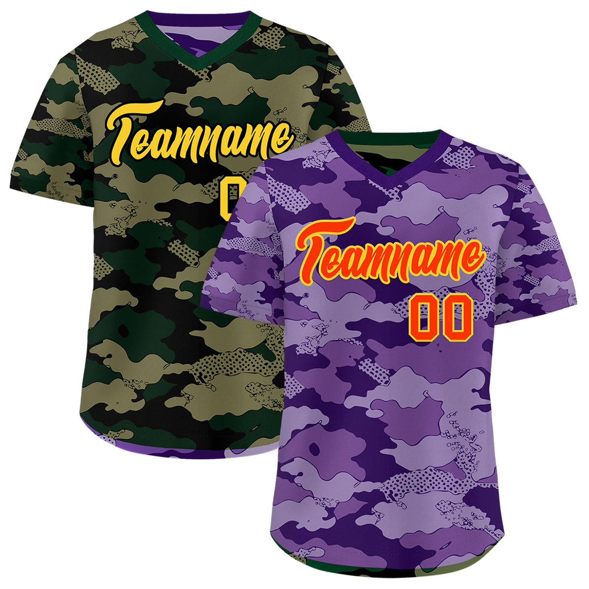 Custom Light Purple Dark Green Reversible Camo Lightweight Baseball Jersey| KXKSHOP