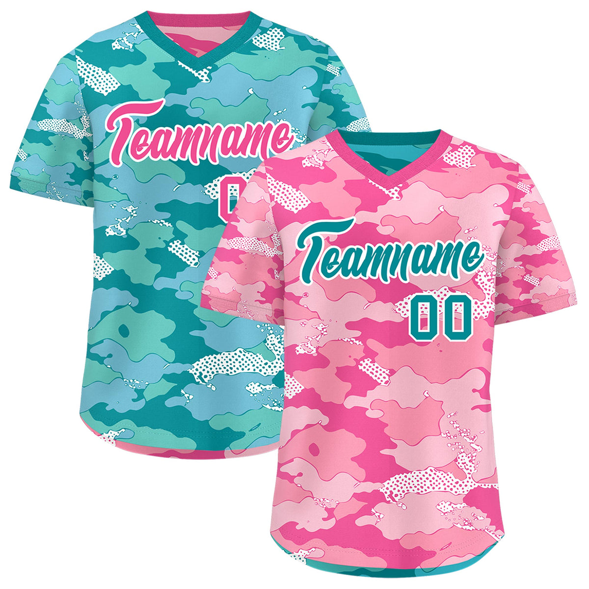 Custom Light Pink Pink White Reversible Camo Lightweight Baseball Jersey| KXKSHOP