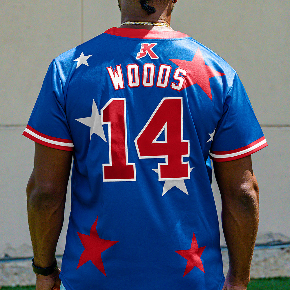 Custom Royal Red Personalized Star Graffiti Pattern Authentic Two-Button Baseball Jersey