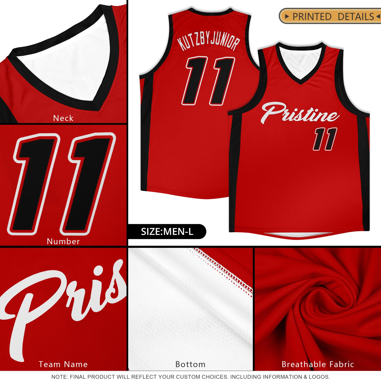 Custom Red Black Classic Tops Basketball Jersey