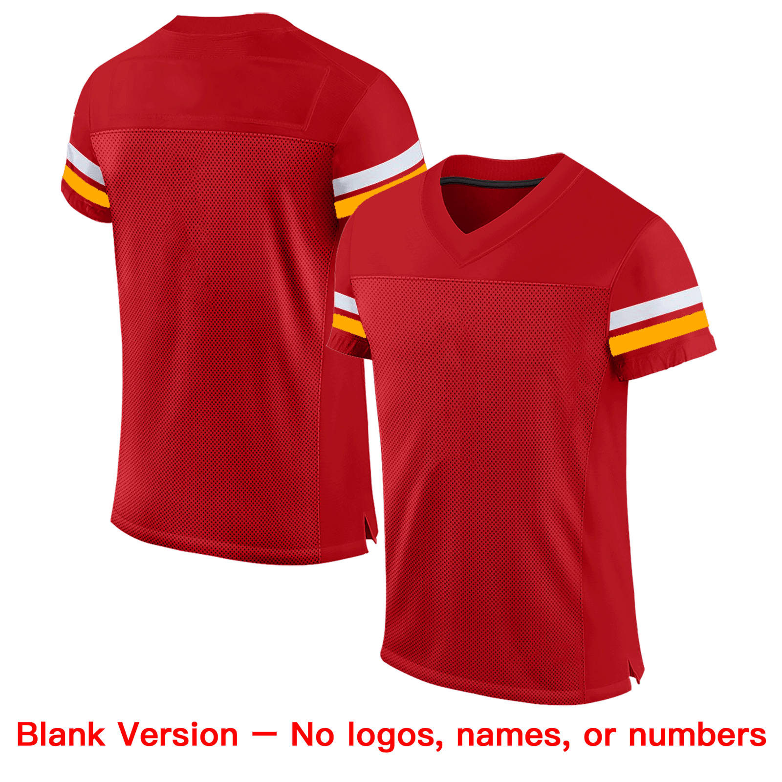 Custom Red White-Gold Classic Style Mesh Authentic Football Jersey
