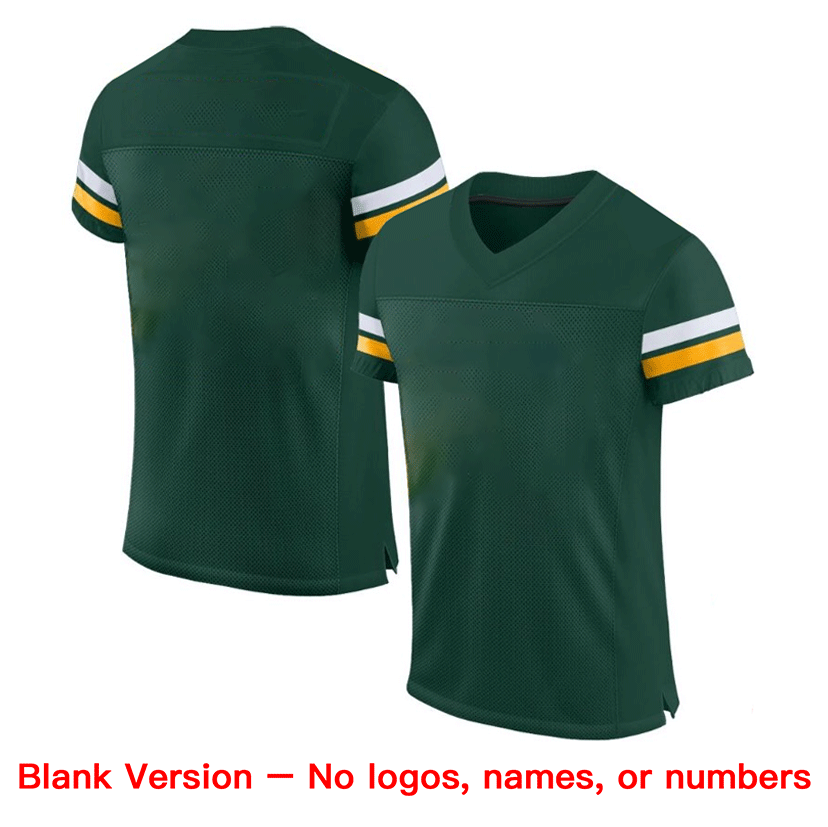 Custom Green White-Gold Classic Style Mesh Authentic Football Jersey