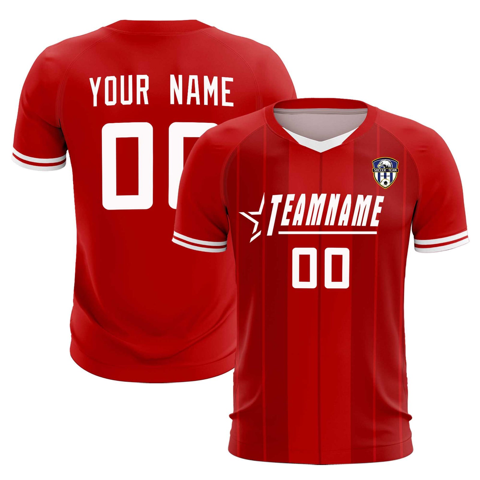 Custom Red Classic Striped Personalized Soccer Tops/Sets Jersey