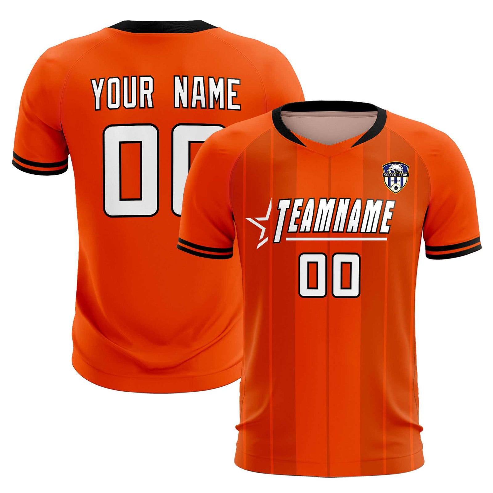 Custom Orange Classic Striped Personalized Soccer Tops/Sets Jersey