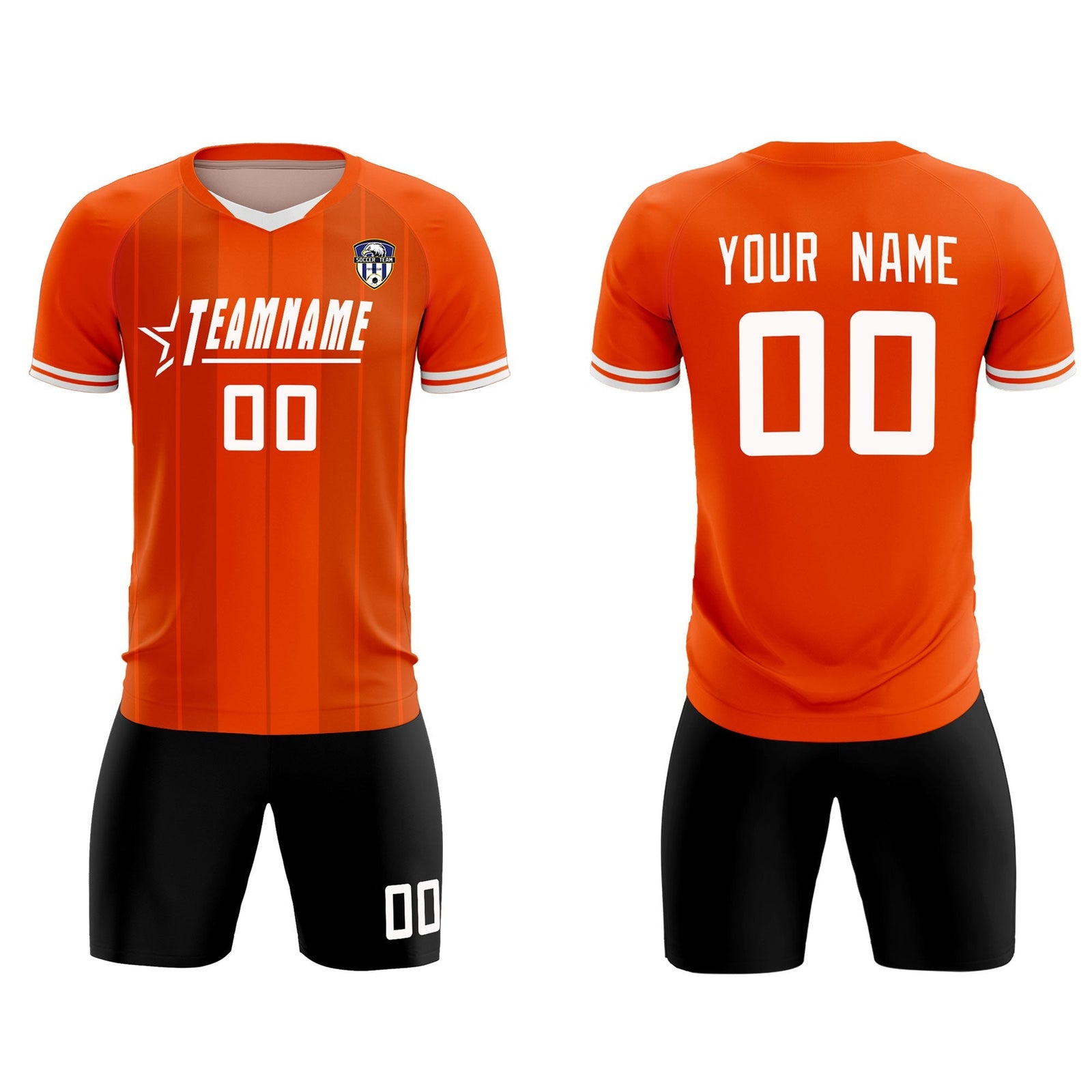 Custom Orange Classic Striped Personalized Soccer Tops/Sets Jersey