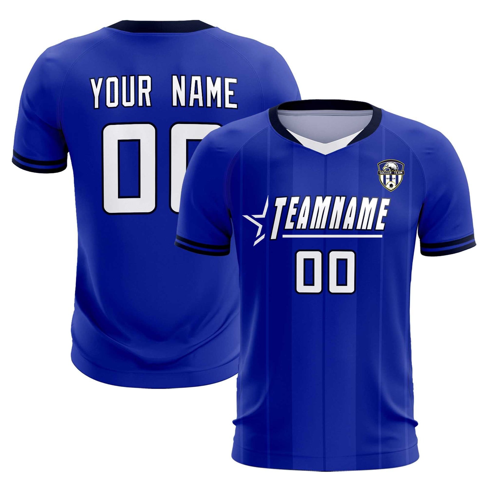 Custom Royal Classic Striped Personalized Soccer Tops/Sets Jersey