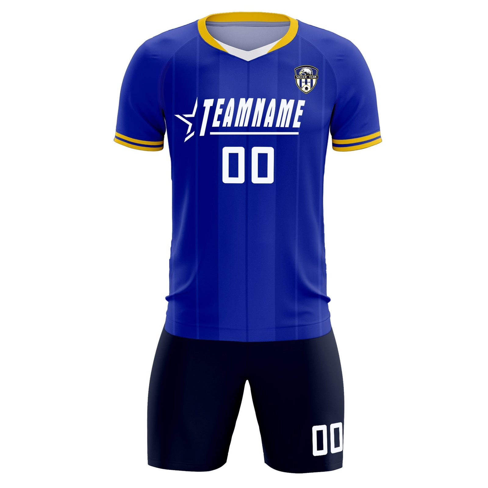 Custom Royal Classic Striped Personalized Soccer Tops/Sets Jersey