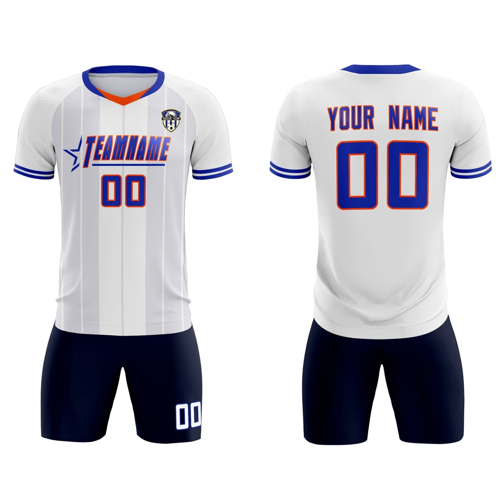 Custom White Classic Striped Personalized Soccer Tops/Sets Jersey