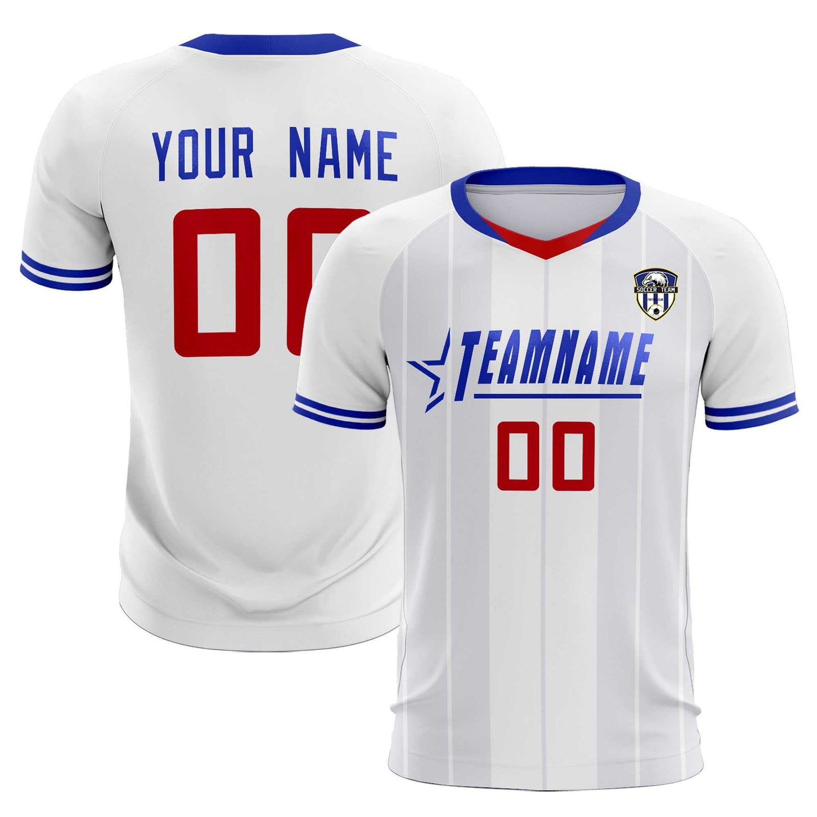 Custom White Classic Striped Personalized Soccer Tops/Sets Jersey