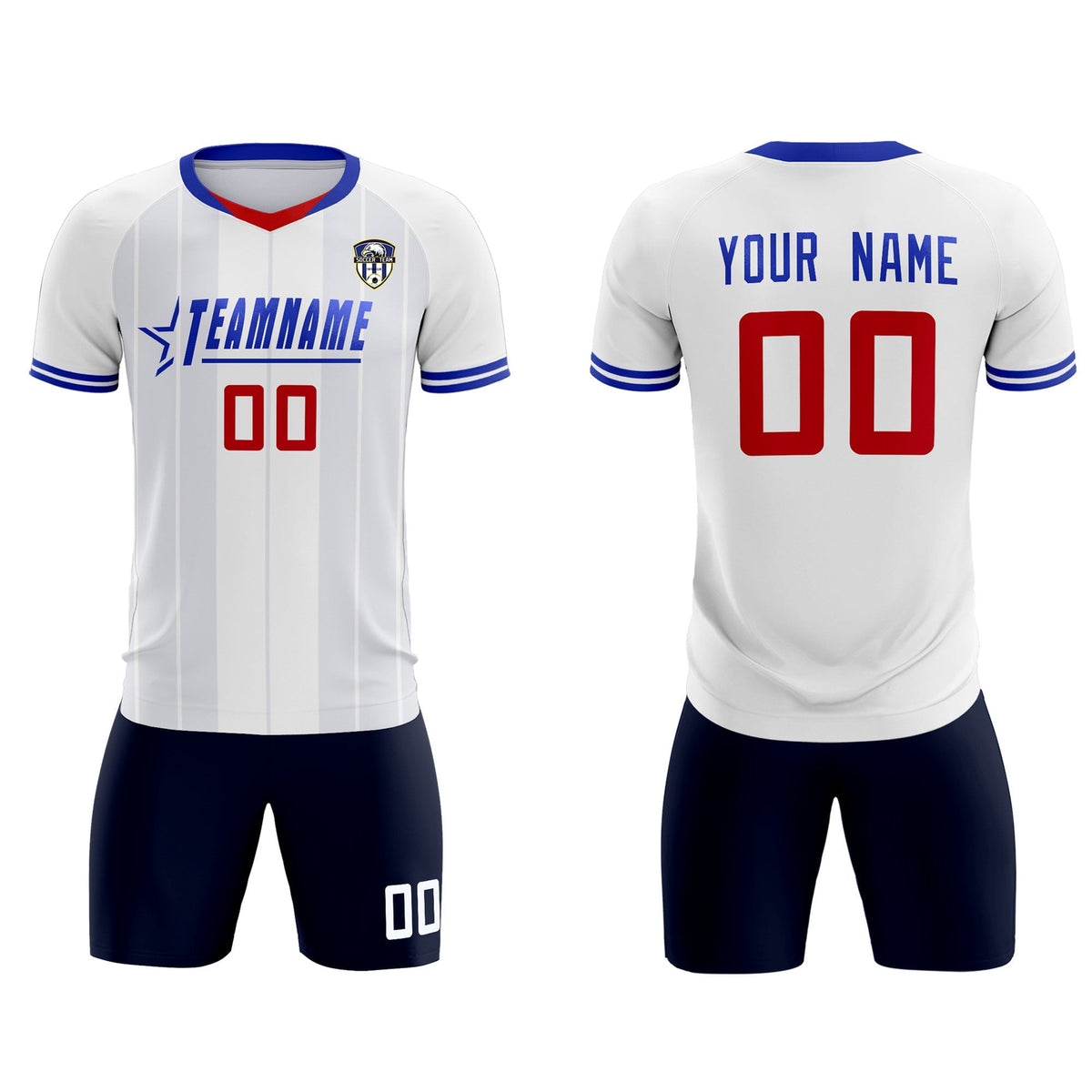 Custom White Classic Striped Personalized Soccer Tops/Sets Jersey