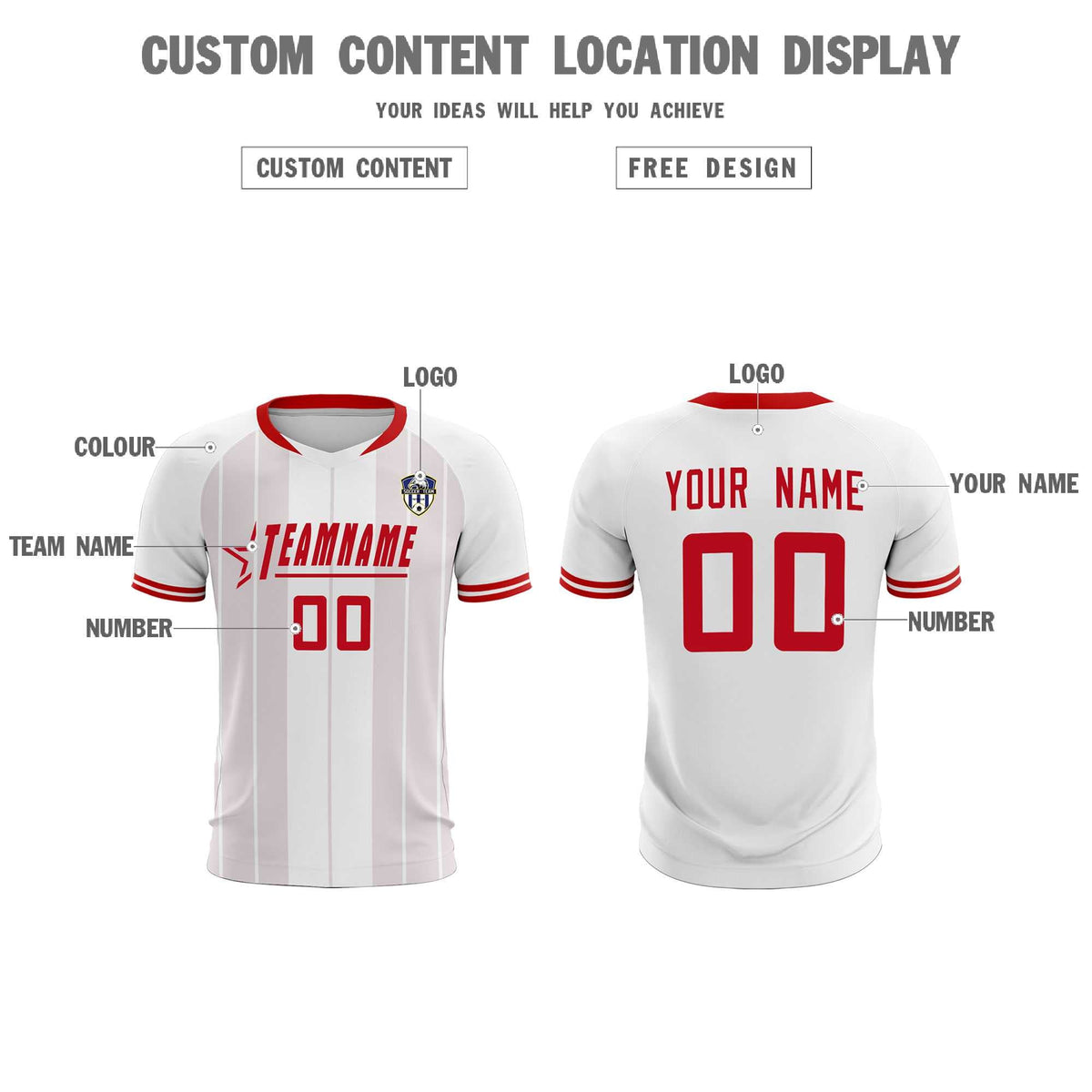 Custom White Classic Striped Personalized Soccer Tops/Sets Jersey
