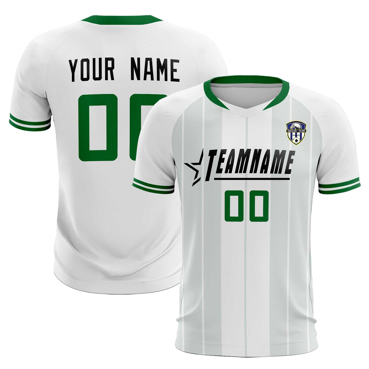 Custom White Classic Striped Personalized Soccer Tops/Sets Jersey