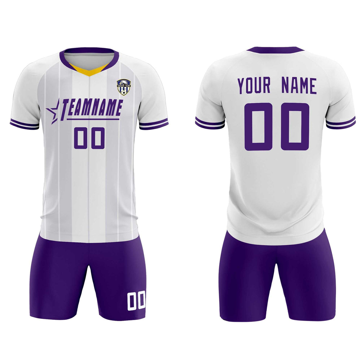 Custom White Classic Striped Personalized Soccer Tops/Sets Jersey