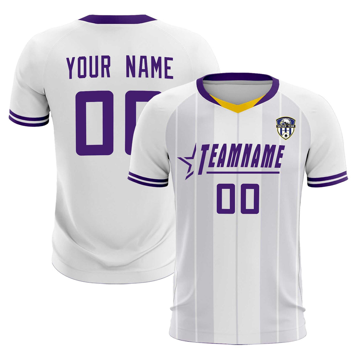 Custom White Classic Striped Personalized Soccer Tops/Sets Jersey