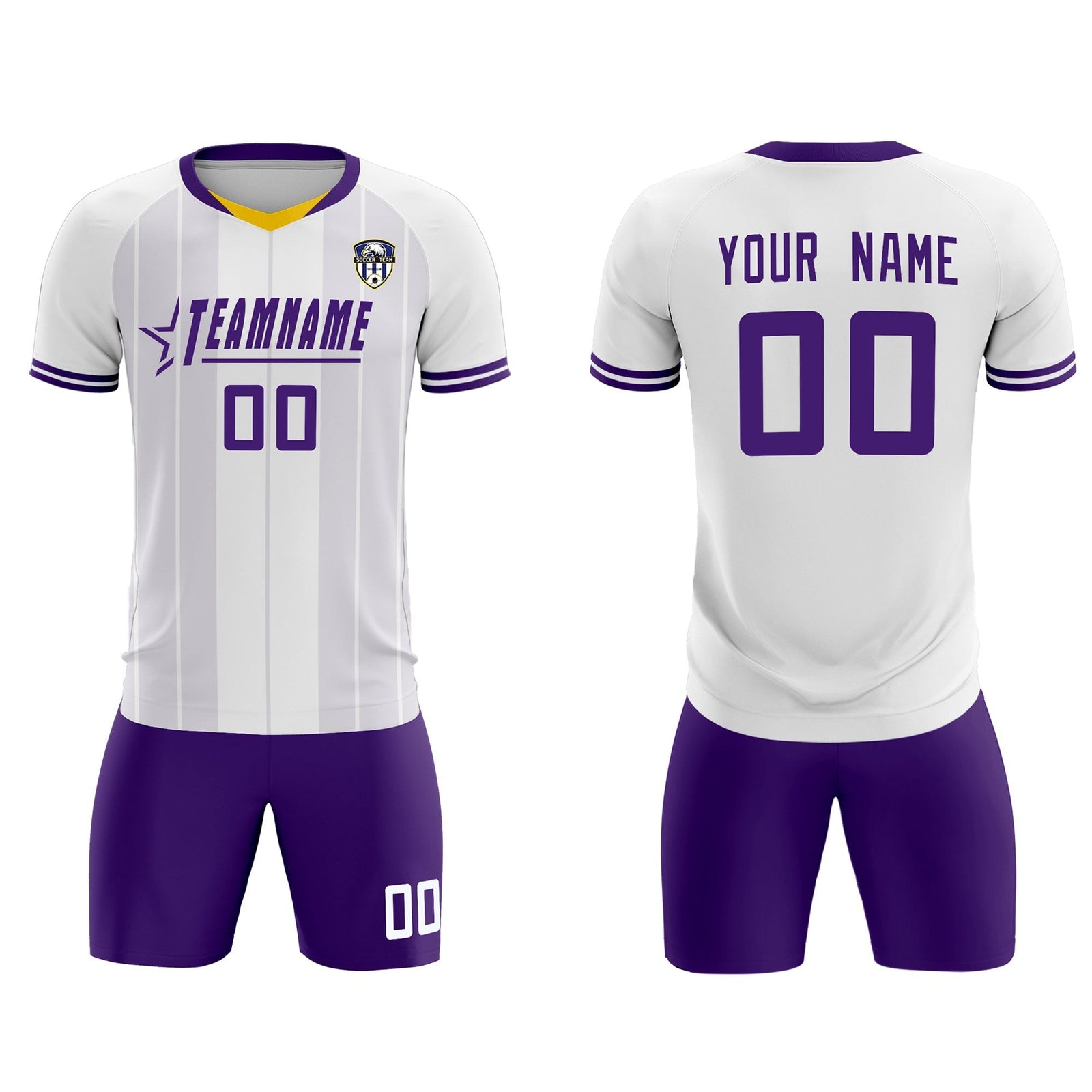 Custom White Classic Striped Personalized Soccer Tops/Sets Jersey