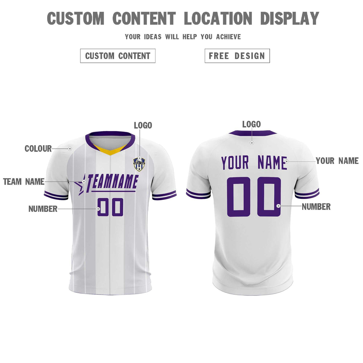 Custom White Classic Striped Personalized Soccer Tops/Sets Jersey