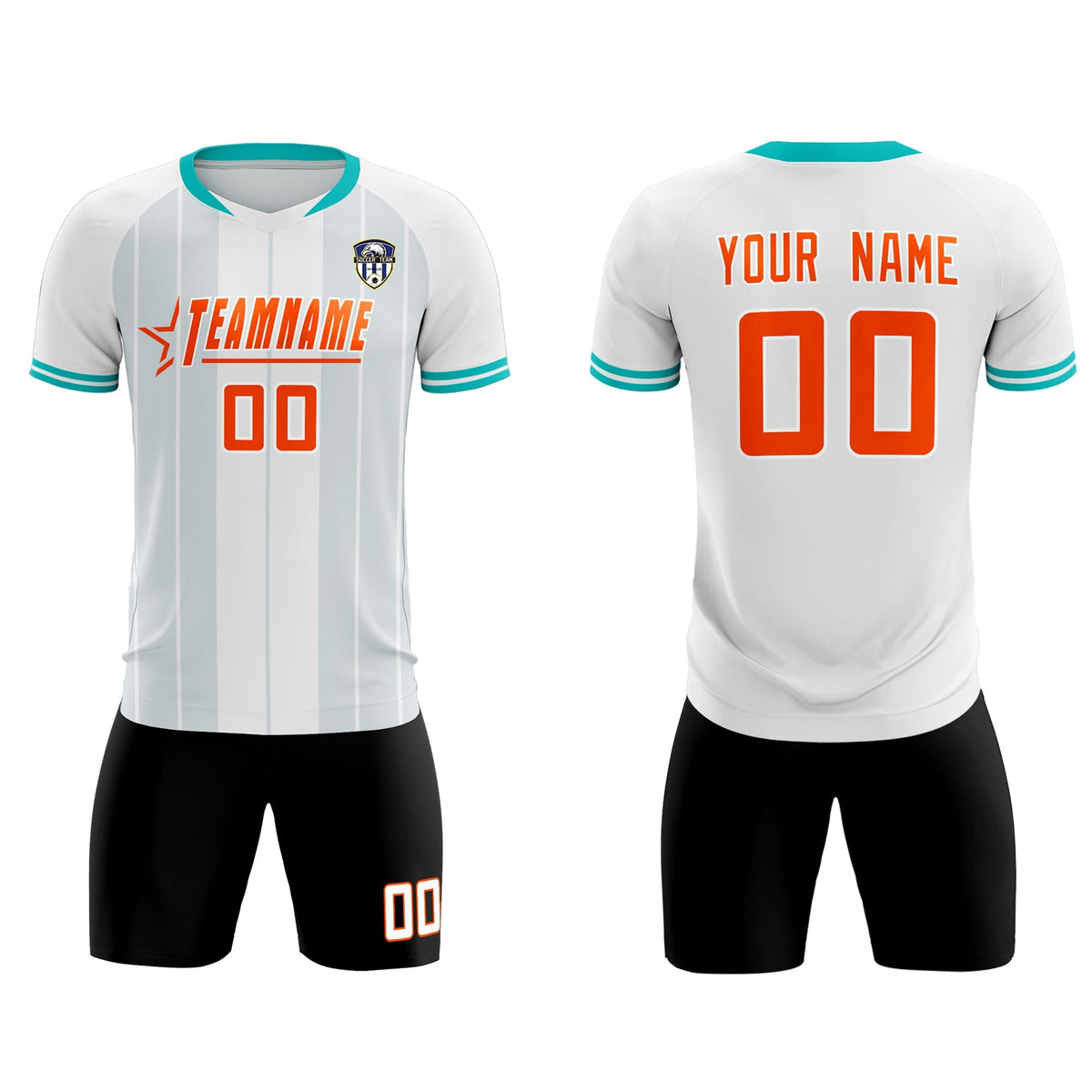 Custom White Classic Striped Personalized Soccer Tops/Sets Jersey