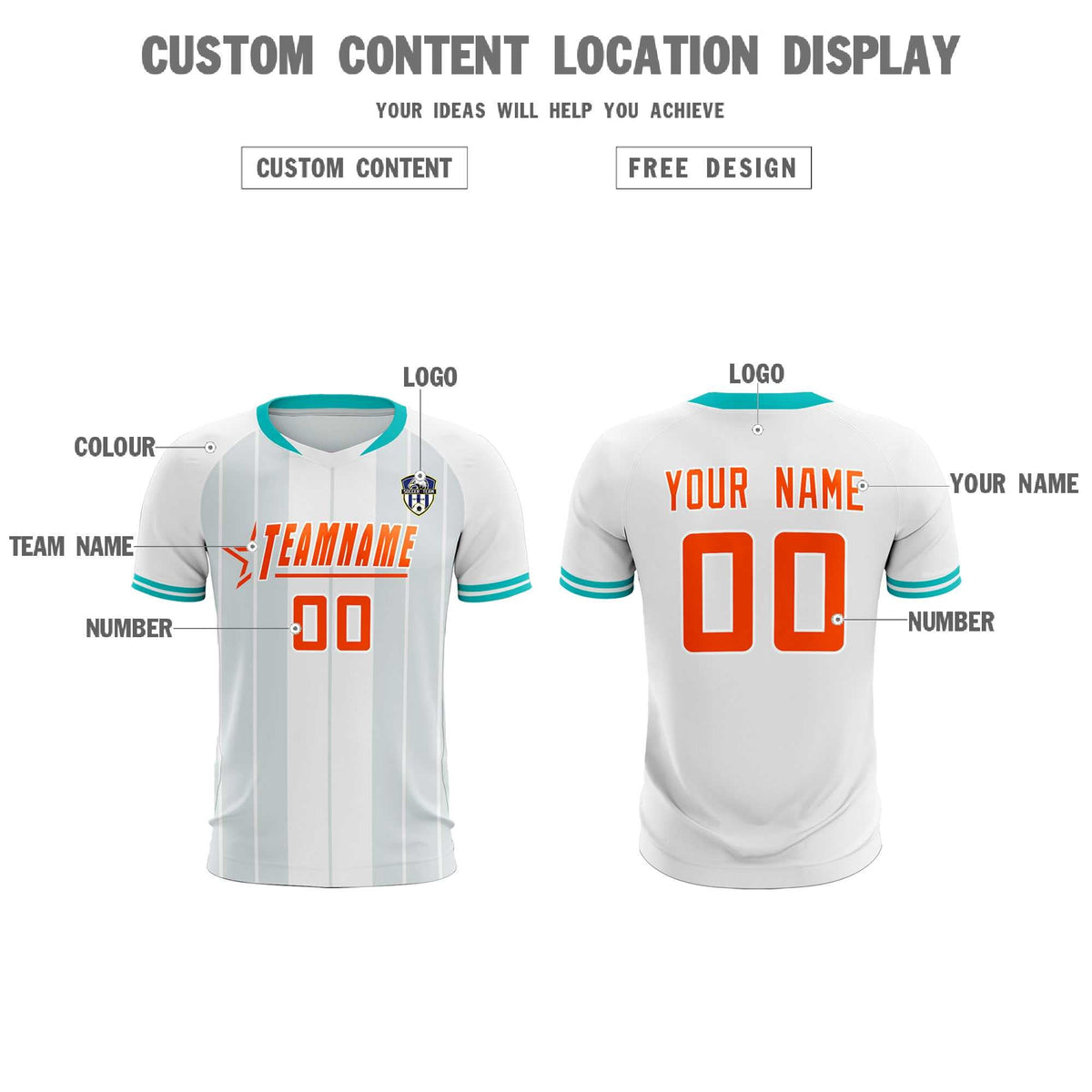 Custom White Classic Striped Personalized Soccer Tops/Sets Jersey