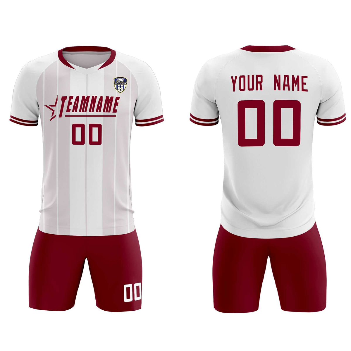 Custom White Classic Striped Personalized Soccer Tops/Sets Jersey