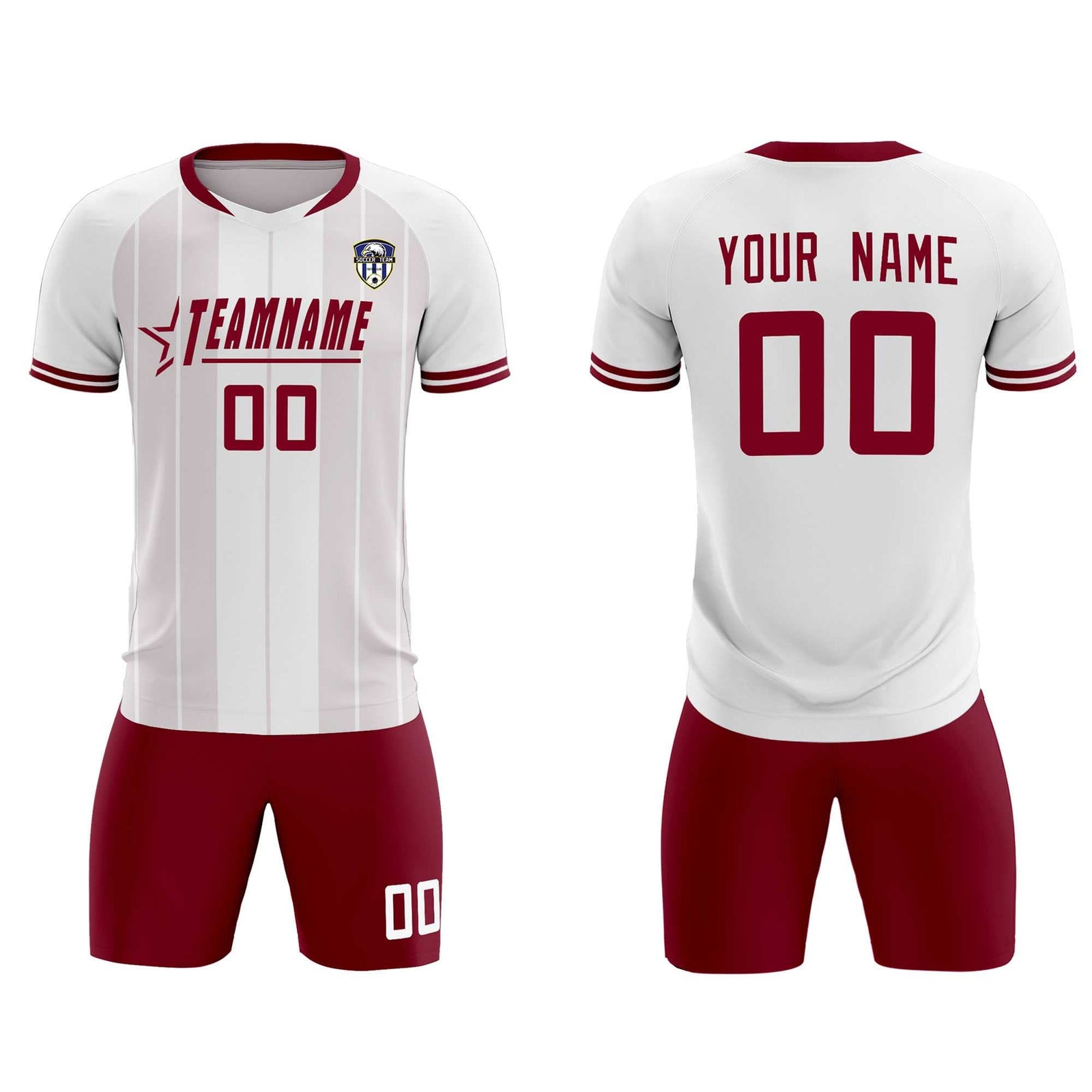 Custom White Classic Striped Personalized Soccer Tops/Sets Jersey